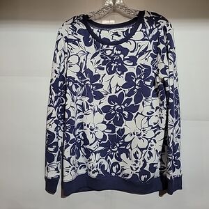 Floral Navy and White Women's Top